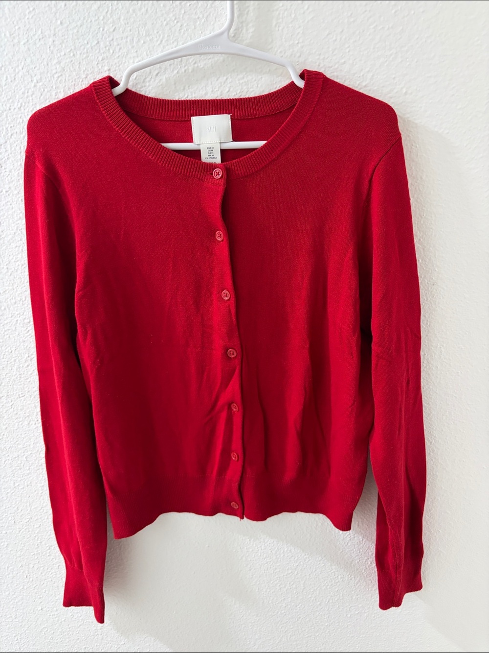 H&M Red Crewneck Button Cardigan
